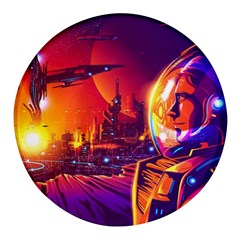 Far Future Human Colonization Round Glass Fridge Magnet (4 Pack) by Hannah976