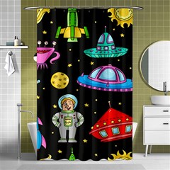 Seamless Pattern With Space Objects Ufo Rockets Aliens Hand Drawn Elements Space Shower Curtain 48  X 72  (small)  by Hannah976