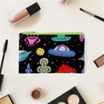 Seamless Pattern With Space Objects Ufo Rockets Aliens Hand Drawn Elements Space Cosmetic Bag (XS) Front