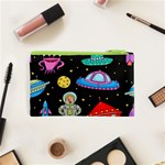 Seamless Pattern With Space Objects Ufo Rockets Aliens Hand Drawn Elements Space Cosmetic Bag (XS) Back