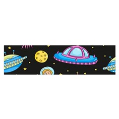 Seamless Pattern With Space Objects Ufo Rockets Aliens Hand Drawn Elements Space Oblong Satin Scarf (16  X 60 ) by Hannah976