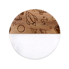 About Space Seamless Pattern Classic Marble Wood Coaster (round) 