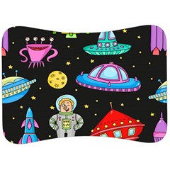 Seamless Pattern With Space Objects Ufo Rockets Aliens Hand Drawn Elements Space Velour Seat Head Rest Cushion by Hannah976