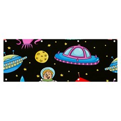 Seamless Pattern With Space Objects Ufo Rockets Aliens Hand Drawn Elements Space Banner And Sign 8  X 3  by Hannah976