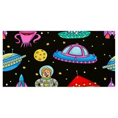 Seamless Pattern With Space Objects Ufo Rockets Aliens Hand Drawn Elements Space Banner And Sign 8  X 4  by Hannah976