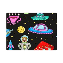 Seamless Pattern With Space Objects Ufo Rockets Aliens Hand Drawn Elements Space Premium Plush Fleece Blanket (mini) by Hannah976