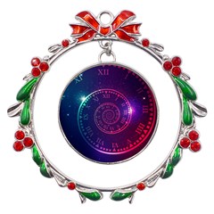 Time Machine Metal X mas Wreath Ribbon Ornament by Hannah976