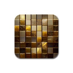 Golden Mosaic Tiles  Rubber Square Coaster (4 Pack) by essentialimage