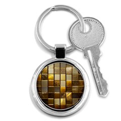 Golden Mosaic Tiles  Key Chain (round) by essentialimage