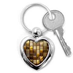 Golden Mosaic Tiles  Key Chain (heart) by essentialimage