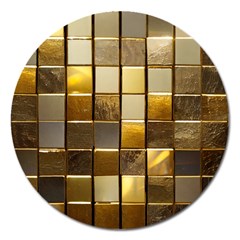 Golden Mosaic Tiles  Magnet 5  (round) by essentialimage