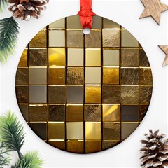 Golden Mosaic Tiles  Round Ornament (two Sides)