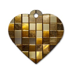 Golden Mosaic Tiles  Dog Tag Heart (two Sides) by essentialimage