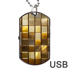 Golden Mosaic Tiles  Dog Tag Usb Flash (one Side) by essentialimage