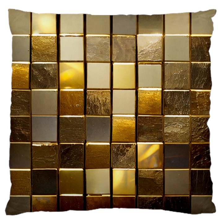 Golden Mosaic Tiles  Large Premium Plush Fleece Cushion Case (Two Sides)