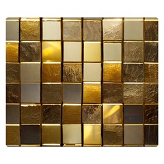 Golden Mosaic Tiles  Two Sides Premium Plush Fleece Blanket (small) by essentialimage