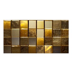 Golden Mosaic Tiles  Satin Shawl 45  X 80  by essentialimage