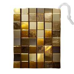 Golden Mosaic Tiles  Drawstring Pouch (5xl) by essentialimage