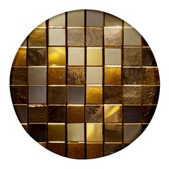 Golden Mosaic Tiles  Round Glass Fridge Magnet (4 Pack) by essentialimage