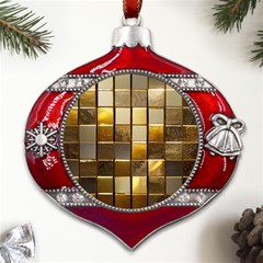 Golden Mosaic Tiles  Metal Snowflake And Bell Red Ornament