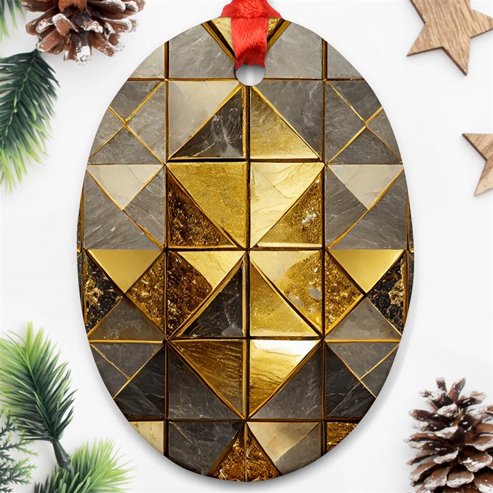 Golden Mosaic Tiles  Ornament (Oval)