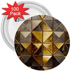 Golden Mosaic Tiles  3  Buttons (100 pack)  Front