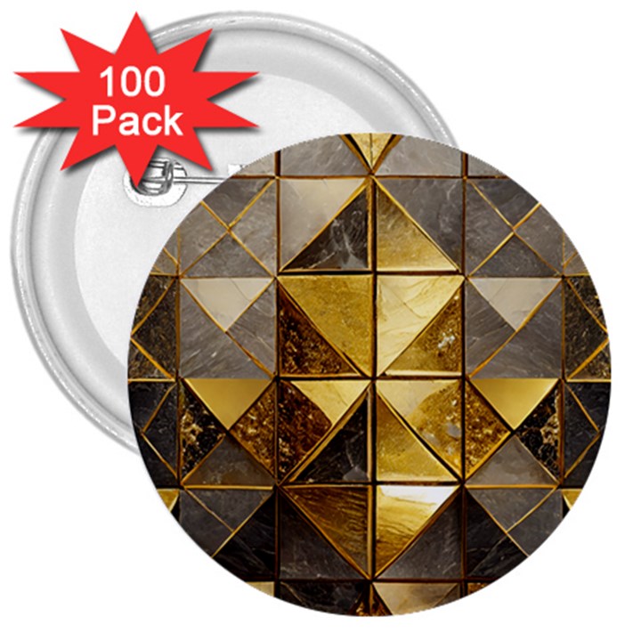 Golden Mosaic Tiles  3  Buttons (100 pack) 