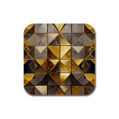 Golden Mosaic Tiles  Rubber Square Coaster (4 Pack) by essentialimage365