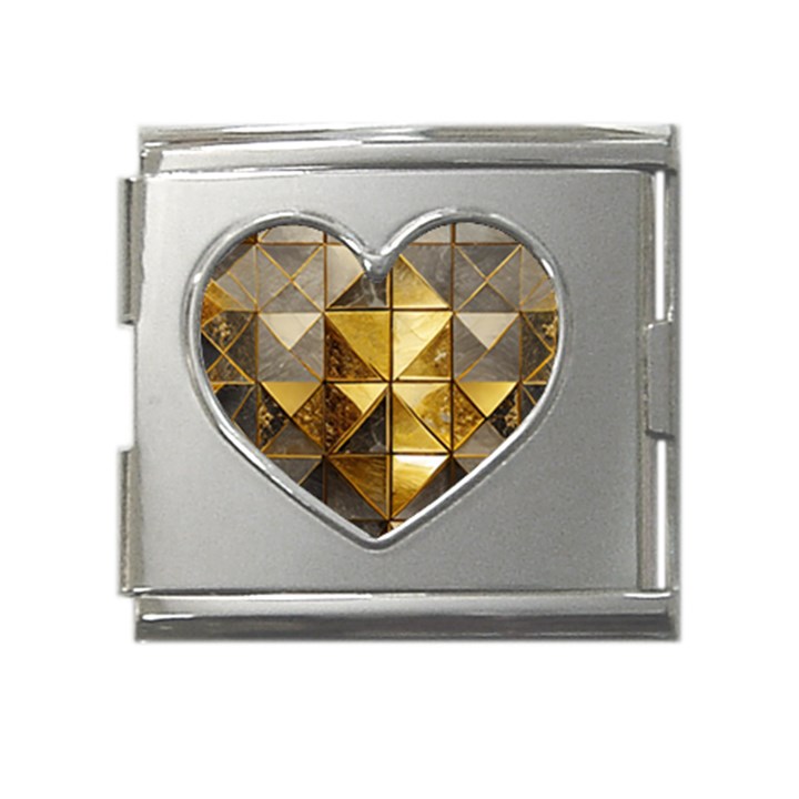 Golden Mosaic Tiles  Mega Link Heart Italian Charm (18mm)