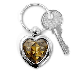 Golden Mosaic Tiles  Key Chain (heart) by essentialimage365