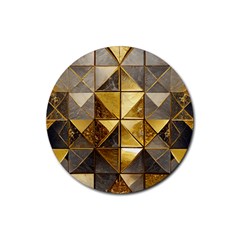 Golden Mosaic Tiles  Rubber Round Coaster (4 Pack) by essentialimage365