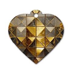 Golden Mosaic Tiles  Dog Tag Heart (two Sides) by essentialimage365