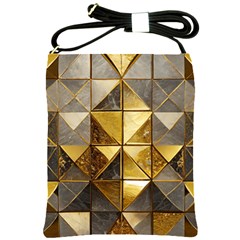 Golden Mosaic Tiles  Shoulder Sling Bag by essentialimage365