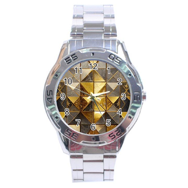 Golden Mosaic Tiles  Stainless Steel Analogue Watch