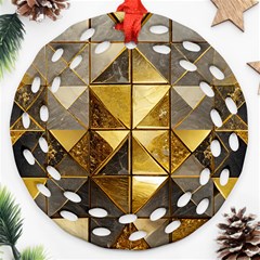 Golden Mosaic Tiles  Round Filigree Ornament (two Sides)