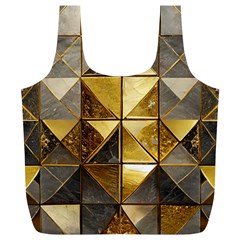 Golden Mosaic Tiles  Full Print Recycle Bag (xl) by essentialimage365