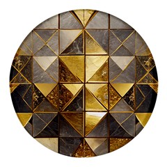 Golden Mosaic Tiles  Round Glass Fridge Magnet (4 Pack) by essentialimage365