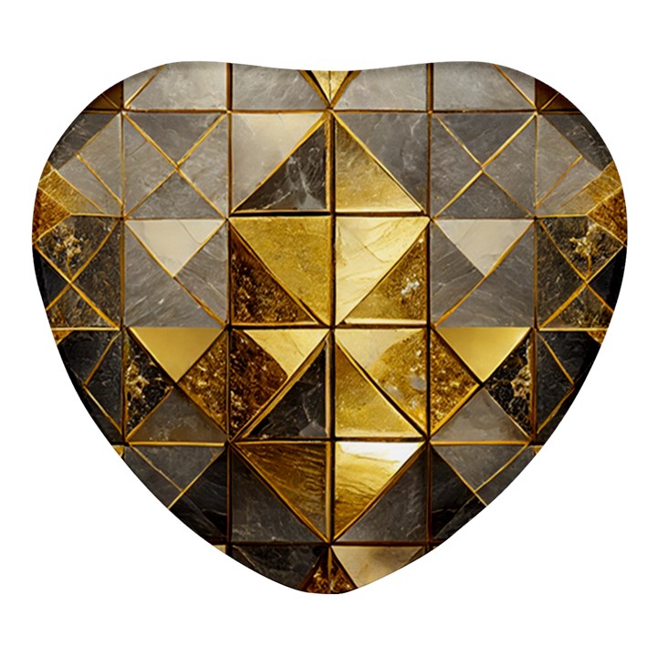 Golden Mosaic Tiles  Heart Glass Fridge Magnet (4 pack)