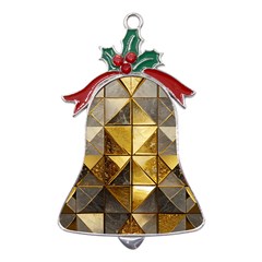 Golden Mosaic Tiles  Metal Holly Leaf Bell Ornament