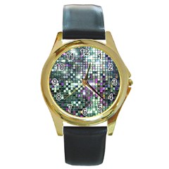 Disco Mosaic Magic Round Gold Metal Watch by essentialimage365