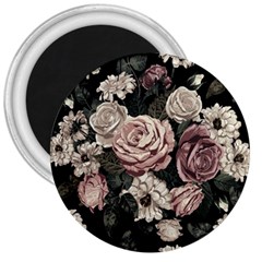 Elegant Seamless Pattern Blush Toned Rustic Flowers 3  Magnets by Hannah976