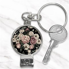 Elegant Seamless Pattern Blush Toned Rustic Flowers Nail Clippers Key Chain by Hannah976