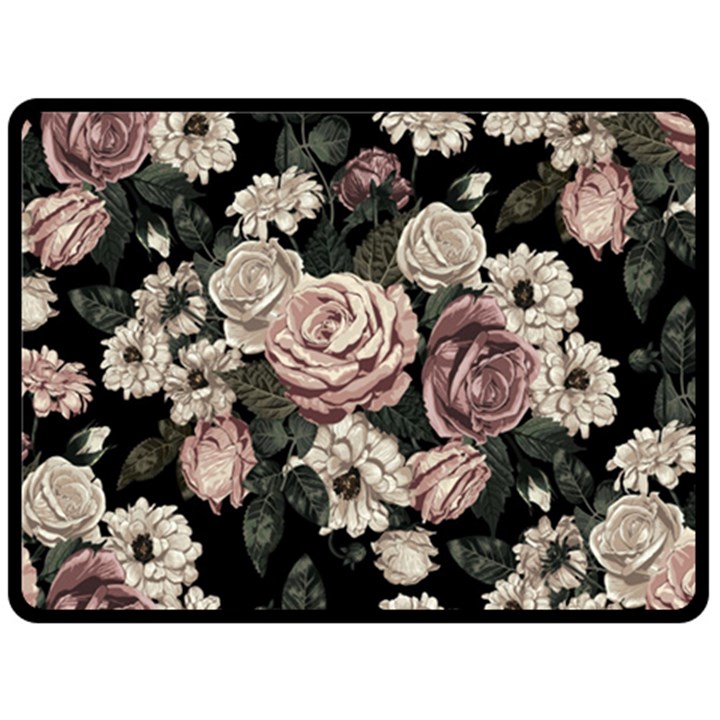 Elegant Seamless Pattern Blush Toned Rustic Flowers Two Sides Fleece Blanket (Large)