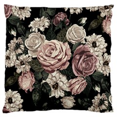 Elegant Seamless Pattern Blush Toned Rustic Flowers Large Premium Plush Fleece Cushion Case (two Sides) by Hannah976