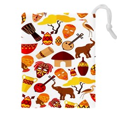 Africa Jungle Ethnic Tribe Travel Seamless Pattern Vector Illustration Drawstring Pouch (5xl) by Hannah976