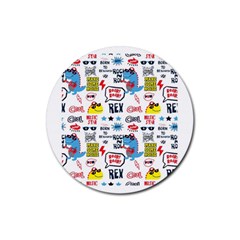 Monster Cool Seamless Pattern Rubber Coaster (round) by Hannah976