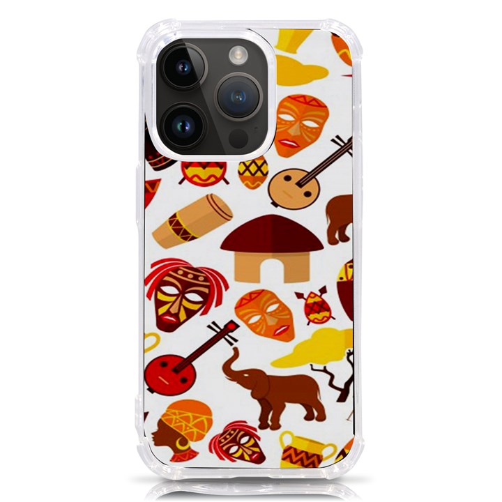 Africa Jungle Ethnic Tribe Travel Seamless Pattern Vector Illustration iPhone 14 Pro TPU UV Print Case