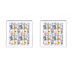 Monster Cool Seamless Pattern Cufflinks (square) by Hannah976