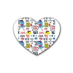 Monster Cool Seamless Pattern Rubber Heart Coaster (4 Pack) by Hannah976