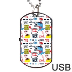 Monster Cool Seamless Pattern Dog Tag Usb Flash (one Side) by Hannah976